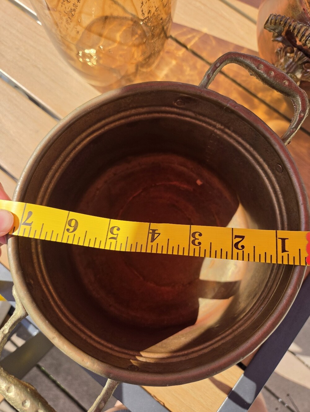 Vintage Turkish Handmade Copper Planter Cooking Pot Copper Brass Hand Forged - Picture 11 of 11